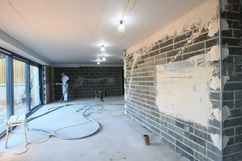 Blockwork and plastering in progress